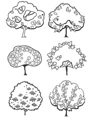 different types tree silhouettes