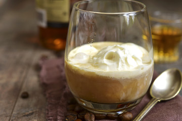 Affogato - traditional italian coffee dessert.