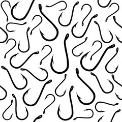 Fishing hooks eamless vector background.