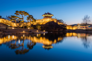 Fototapeta premium Hwaseong Fortress, Traditional Architecture of Korea in Suwon at