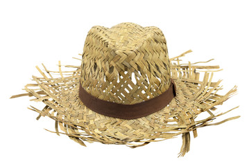 Straw hat isolated on white background with clipping path.