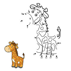 Obraz premium Numbers game, dot to dot (giraffe)