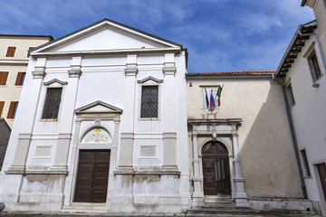 Fototapeta na wymiar Franciscan Monastery facade in Piran, Slovenia