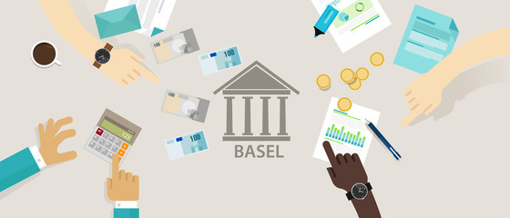 Basel accord Committee on Banking Supervision International regulatory framework for banks  - obrazy, fototapety, plakaty