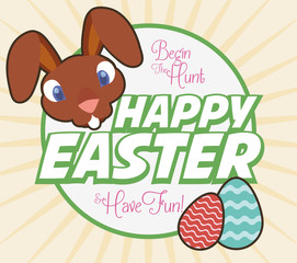 Happy Greeting Card for Easter Party Inviting you to Participate, Vector Illustration