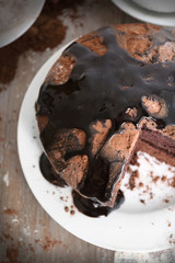 Home made chocolate pie on plate