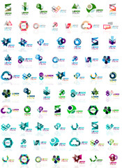 Paper style geometric shapes with glass effects. Corporate abstract logo design icon concepts