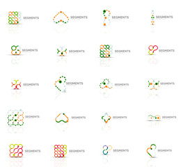 Set of linear abstract logos. Swirl, circle, infinity loop and other concepts. Logotype brand templates