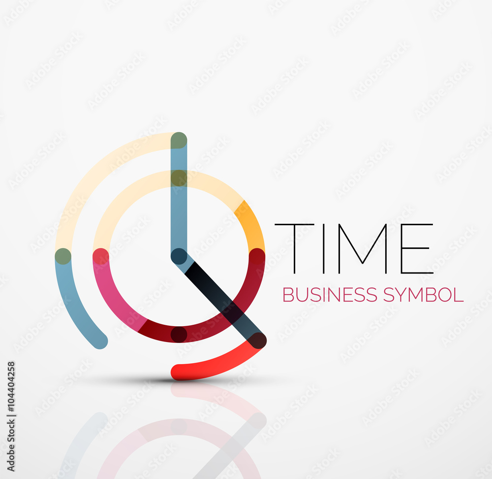 Poster vector abstract logo idea, time concept or clock business icon. creative logotype design template