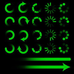 Set of loading elements. Preloaders and progress bar. Vector EPS10