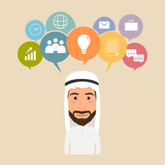 business people character infographic with icon. arab man