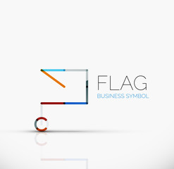 Logo flag, abstract linear geometric business icon