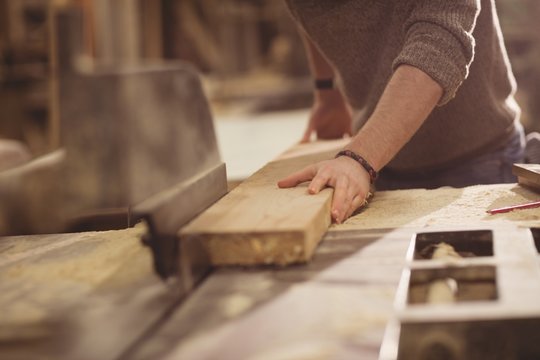 Carpenter working on his craft