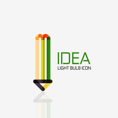 Logo, vector light bulb abstract linear geometric business icon. Idea concept