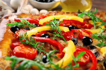 Freshly homemade pizza closeup