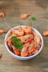 Prepared shrimp on plate.