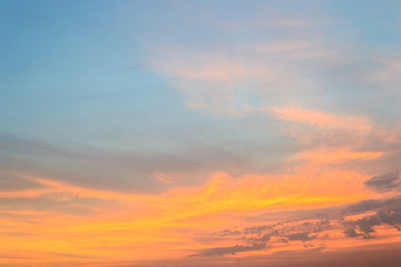 sunset or sunrise sky with clouds at Ptong beach in Phuket, Thailand
