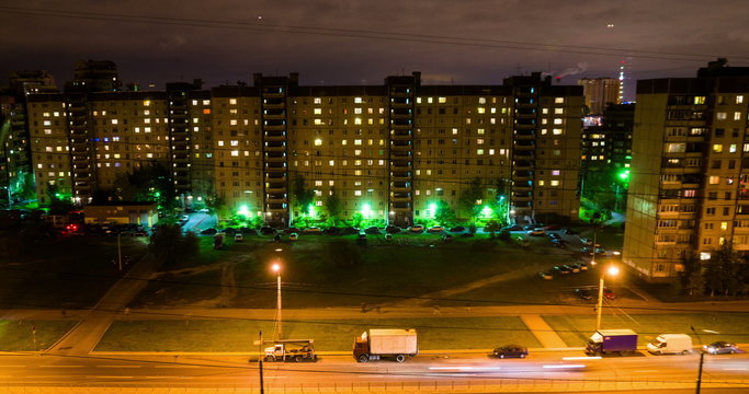 Saint Petersburg at night high angle view, Toy effect