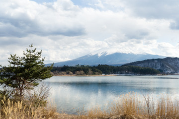 Lake kawaguchi with mt. Fuji