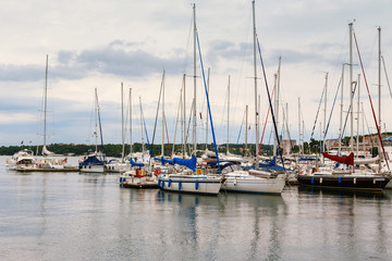 Fototapeta na wymiar Small yachts in a harbour near Rovinj