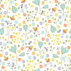 seamless pattern with spring flowers