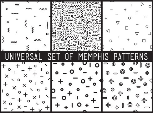 Set of universal vector fashion geometric seamless patterns