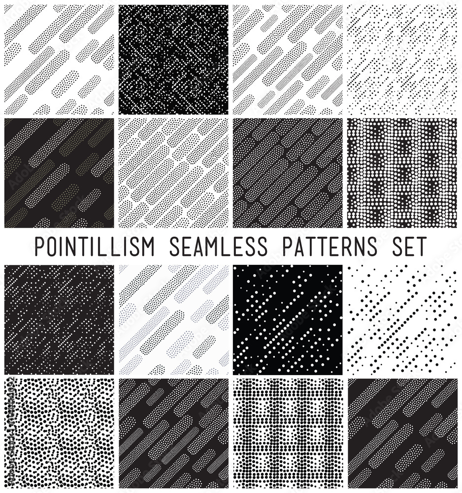 Poster vector lineal geometric seamless patterns set