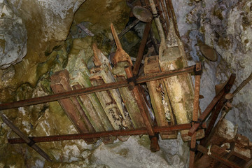 ?ollection of very old coffins in Londa.Tana Toraja, South Sulawesi, Indonesia