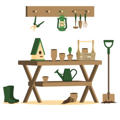 Vector illustration with gardening tools 