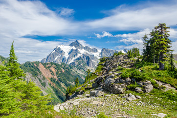 Beautiful Mountain Artist Ridge Trail Park. Mount Baker, Washington, USA.