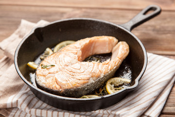 Fried salmon slice