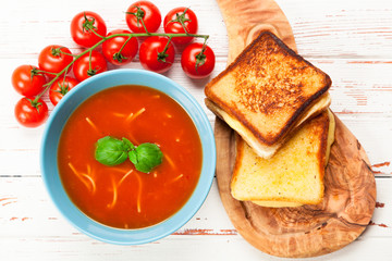 Tomato soup and basil