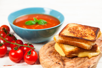 Tomato soup and basil