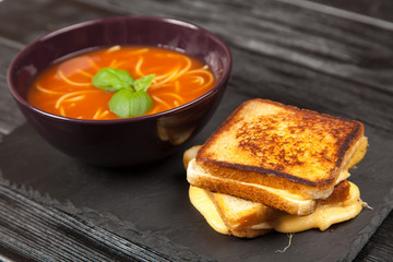 Tomato soup and basil