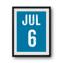 july calendar on the photo frame