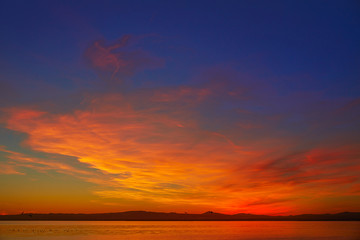La Albufera lake sunset in El Saler of Valencia