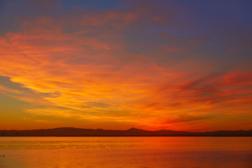 La Albufera lake sunset in El Saler of Valencia