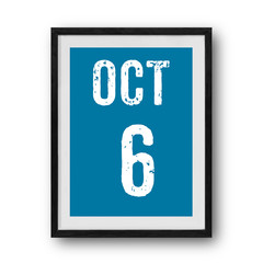 october calendar on the photo frame