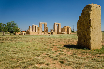 Stonehenge replica located in the University of Texas in Odessa that is 14% shorter than the...