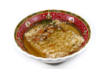 Korean ramen noodles isolated on white background