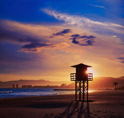 Cullera Playa los Olivos beach sunset in Valencia