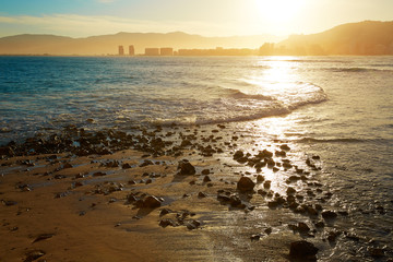 Cullera Playa los Olivos beach sunset in Valencia