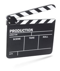 Movie clapper isolated on white background