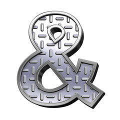 One letter from steel tread plate alphabet set, isolated on white. Computer generated 3D photo rendering.
