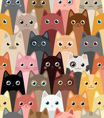 Cats. Cartoon vector seamless wallpaper.