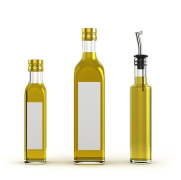 lighter glass bottles for olive oil of different sizes isolated