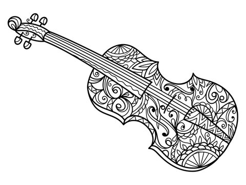 Violin coloring book for adults vector