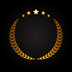 Abstract Gold Laurel Design Label Vector Illustration