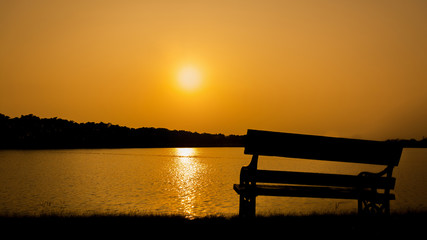 Silhouette  of bench