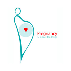 Vector illustration of pregnant female stylized silhouette  with